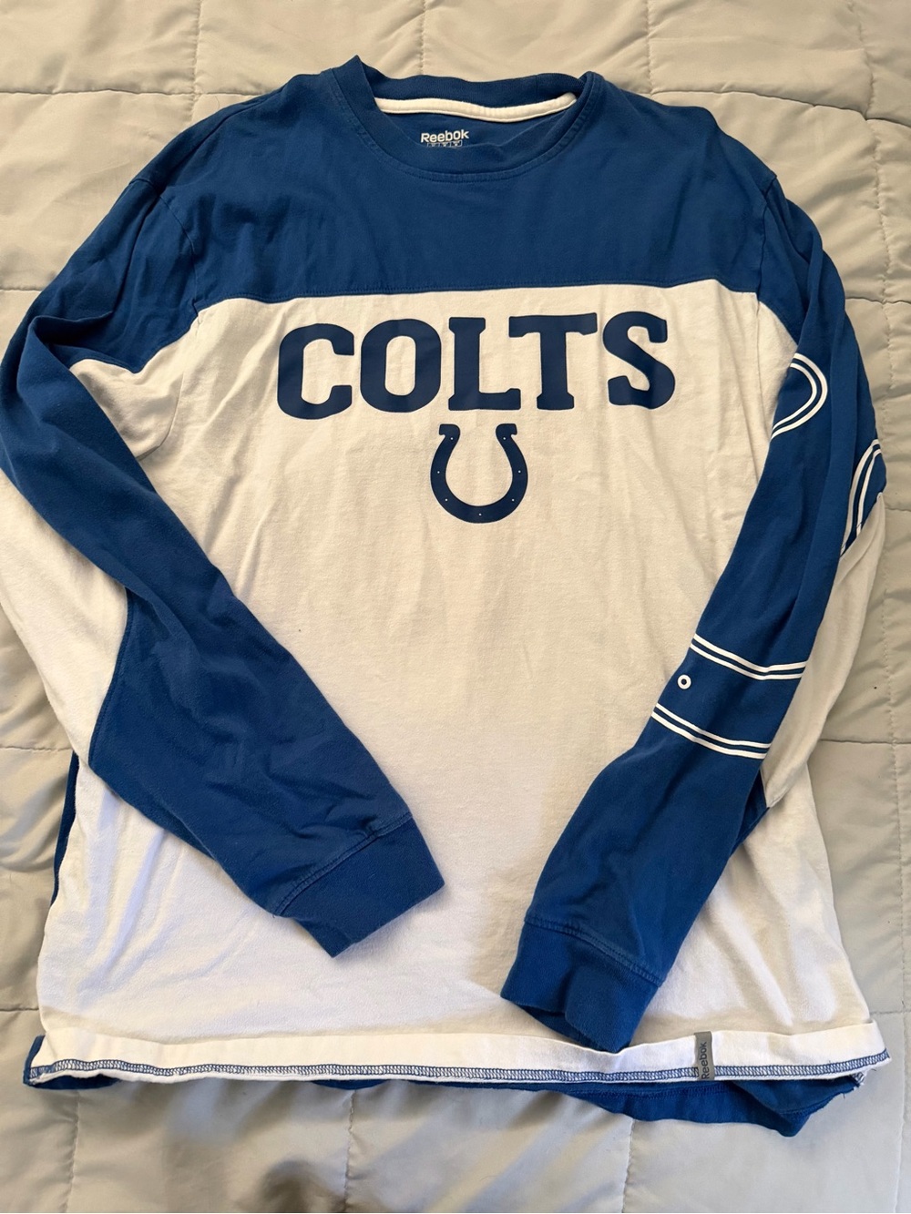 COLTS Blue and White Crewneck Long Sleeve Tee